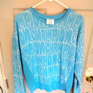 Champion Light Blue All-Over Print Sweatshirt